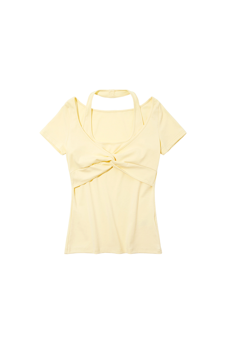 Faux Layer Halter Twist Front Tee|yescci-YESCCI.com