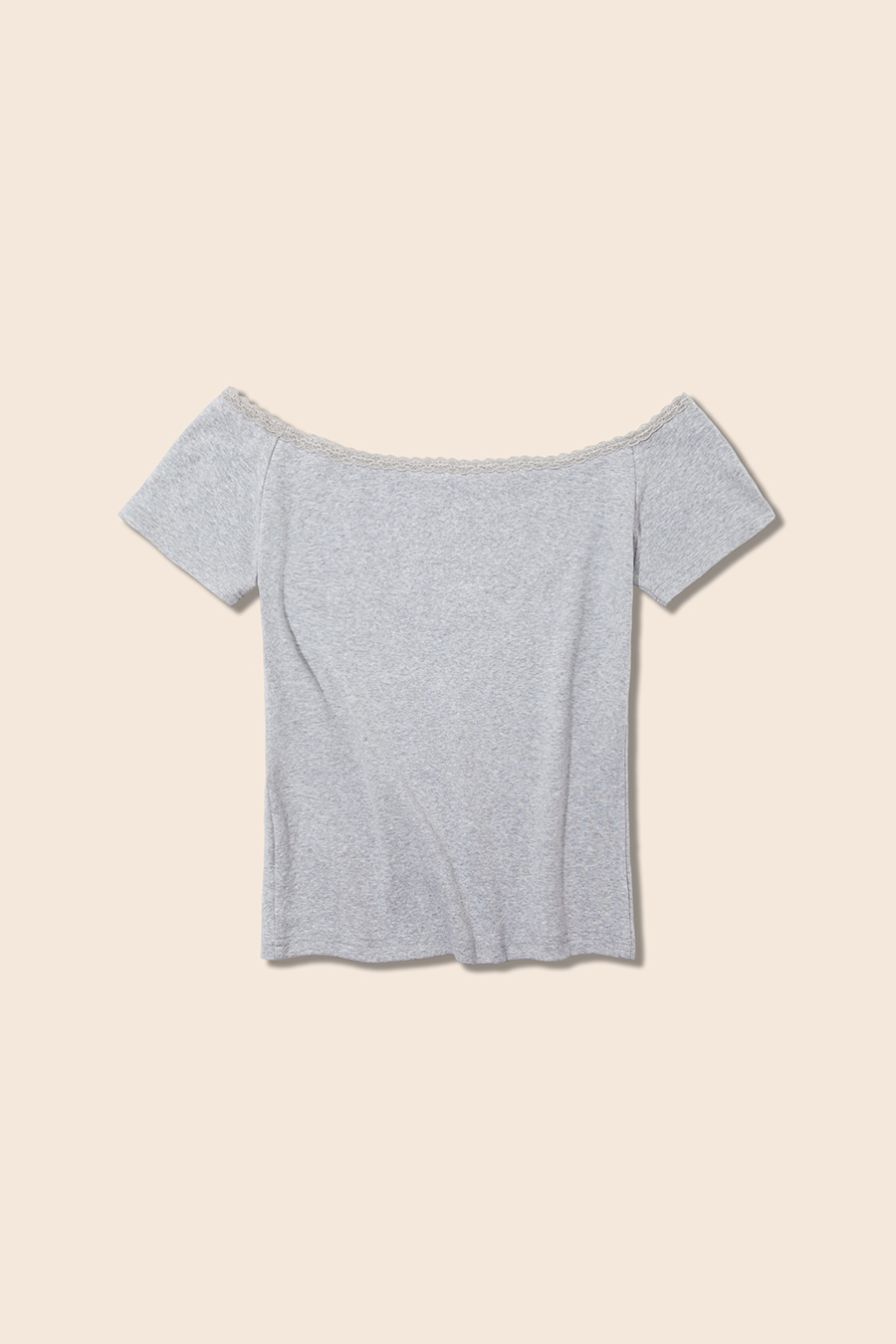 Lace Trim Off-Shoulder Tee|yescci-YESCCI.com