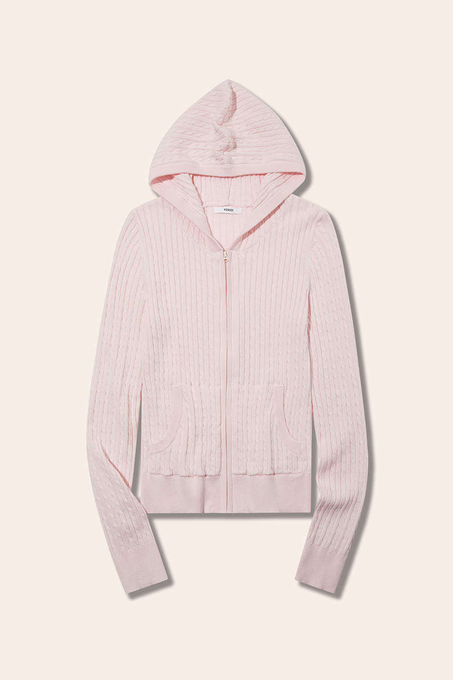 Textured Knit Hooded Jacket|yescci-YESCCI.com