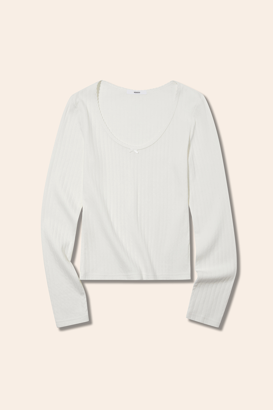 U-Neck Lace Trim T-Shirt|yescci-YESCCI.com