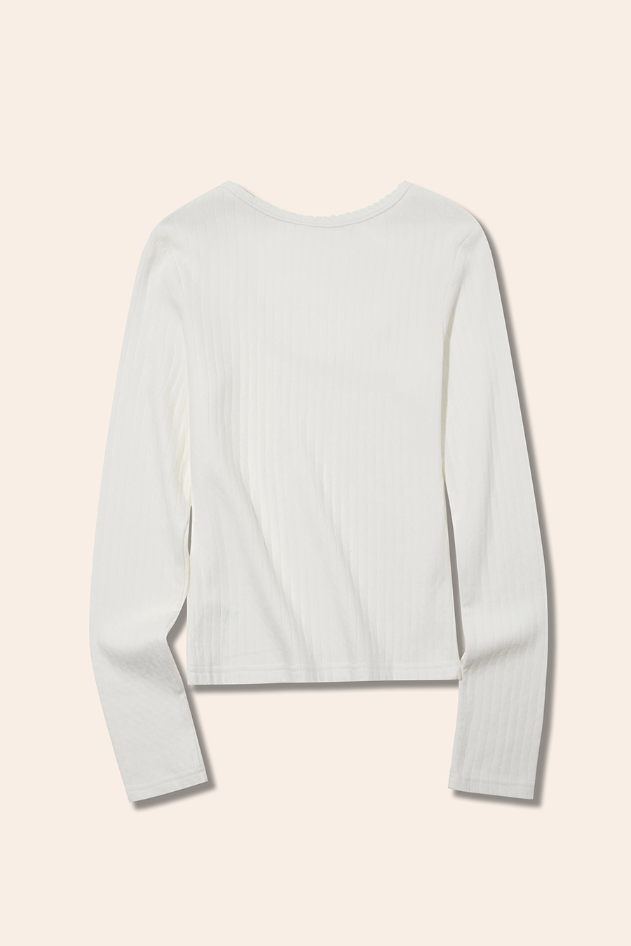 U-Neck Lace Trim T-Shirt|yescci-YESCCI.com
