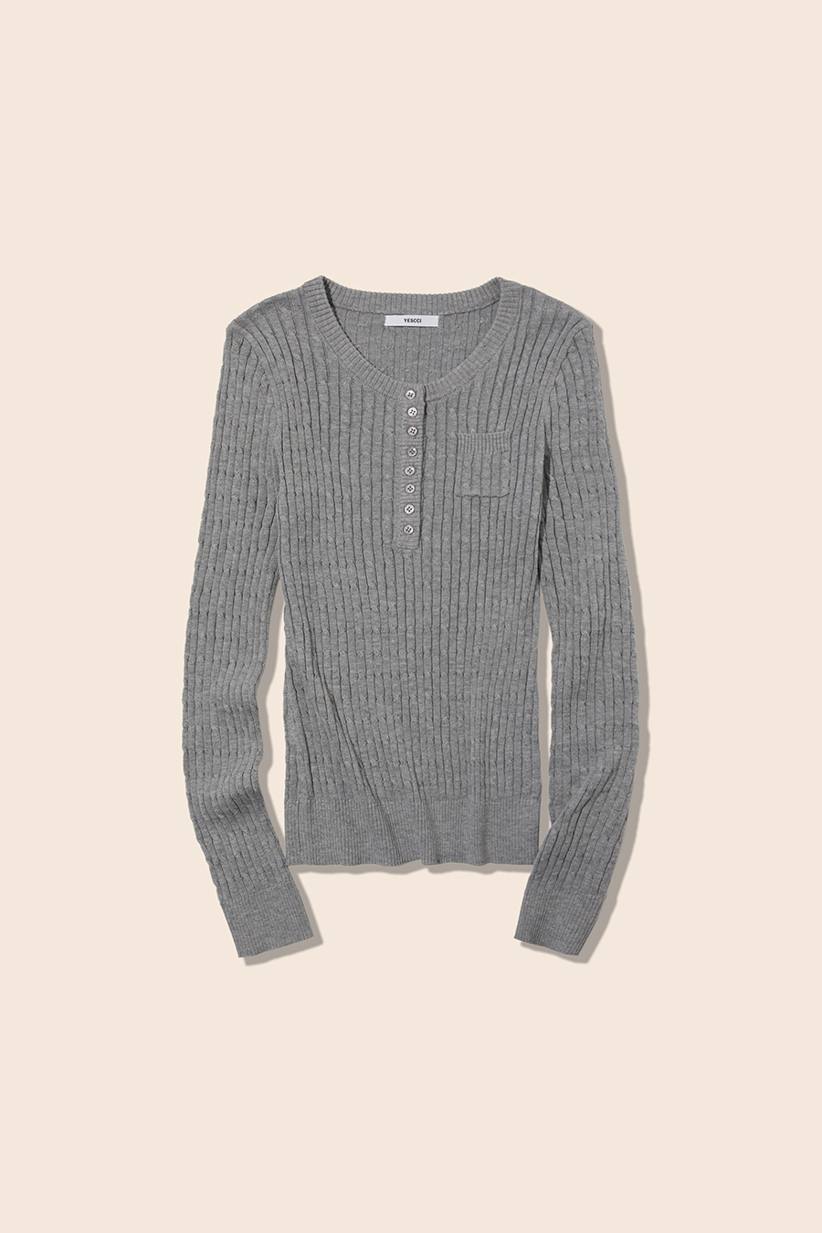 Henley Cable Knit Sweater|yescci-YESCCI.com