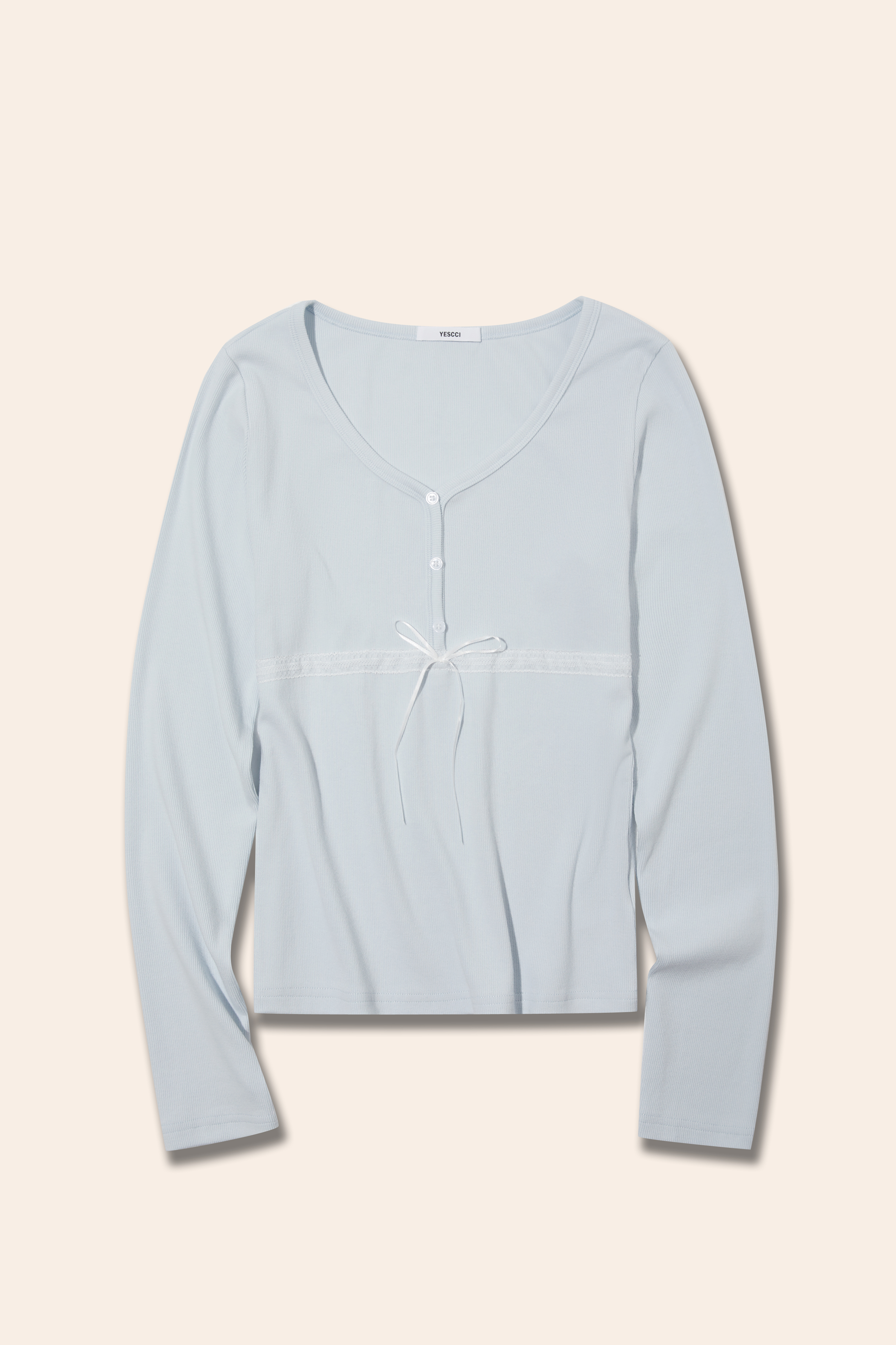 Lace Ribbon Button Front Top|yescci-YESCCI.com