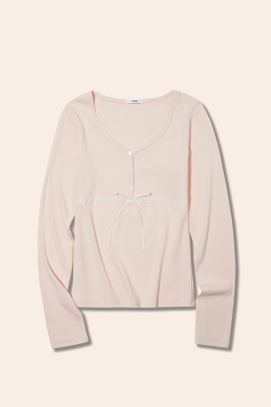 Lace Ribbon Button Front Top|yescci-YESCCI.com