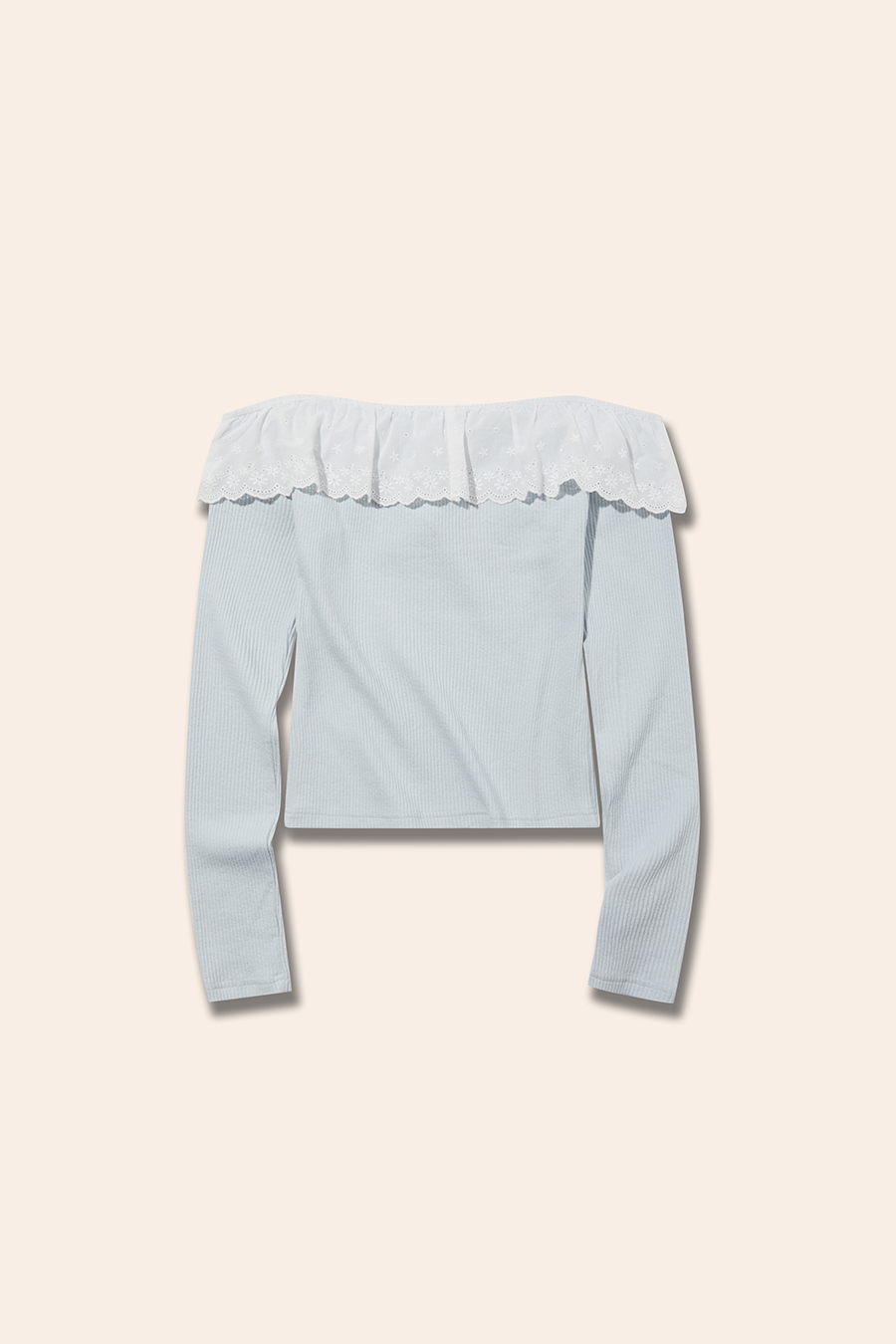 Eyelet Lace Ruffle Off-Shoulder Top|yescci-YESCCI.com