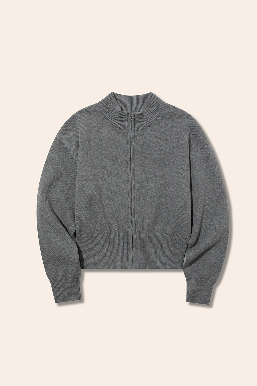 Mock Neck Zip-Up Knit Cardigan|yescci-YESCCI.com