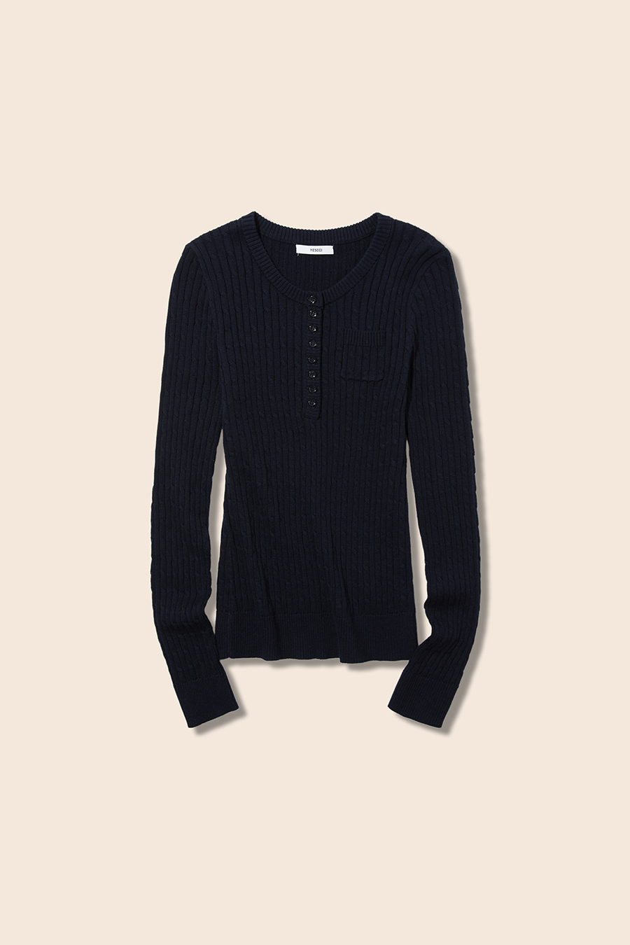 Henley Cable Knit Sweater|yescci-YESCCI.com