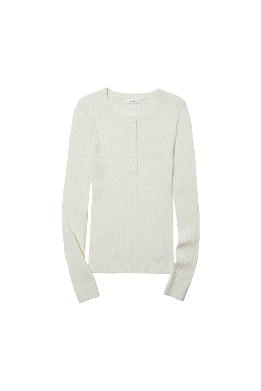 Henley Cable Knit Sweater|yescci-YESCCI.com