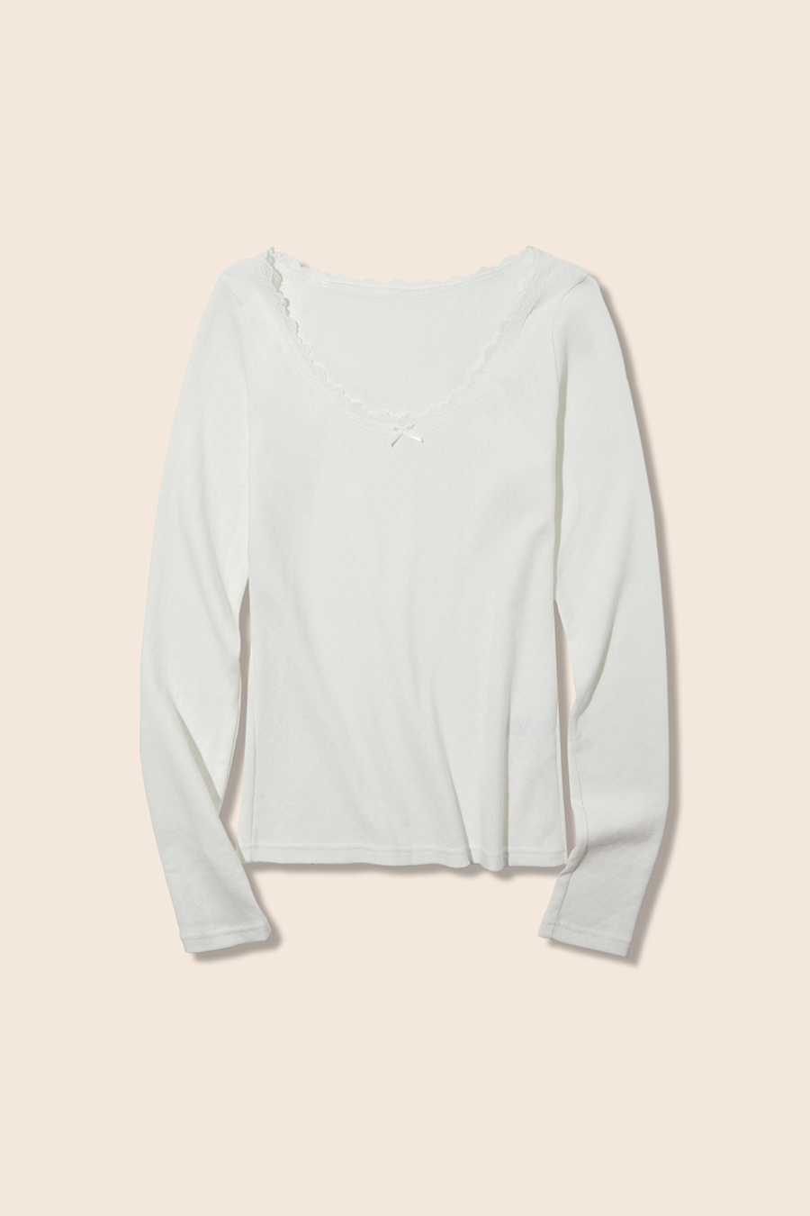 U-Neck Lace T-Shirt|yescci-YESCCI.com