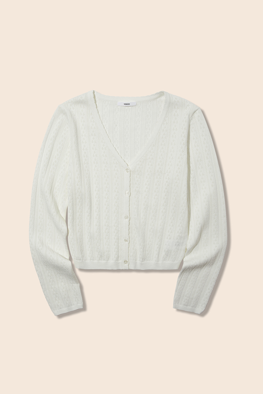 Scallop Trim Button Knit Top|yescci-YESCCI.com