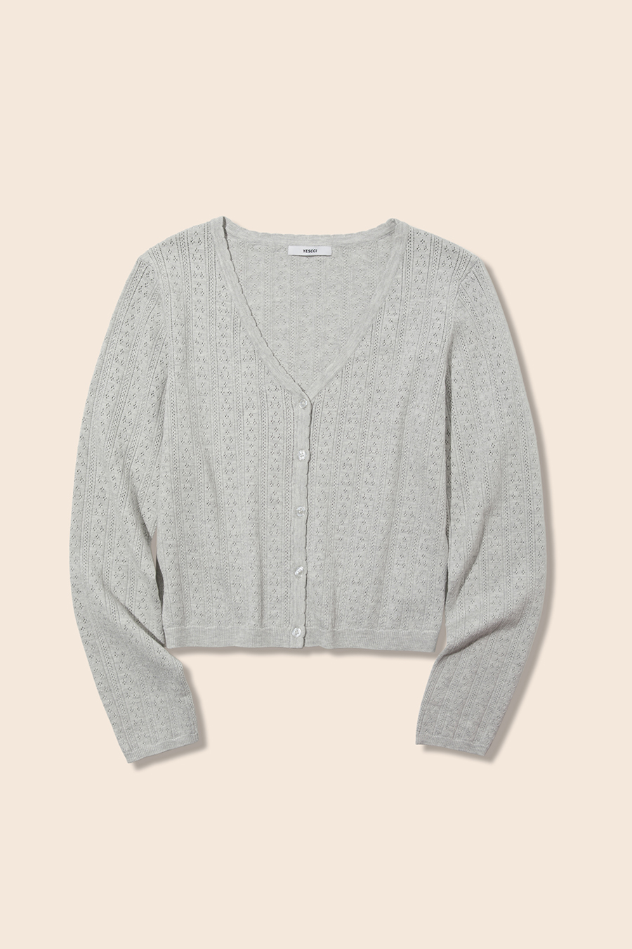 Scallop Trim Button Knit Top|yescci-YESCCI.com