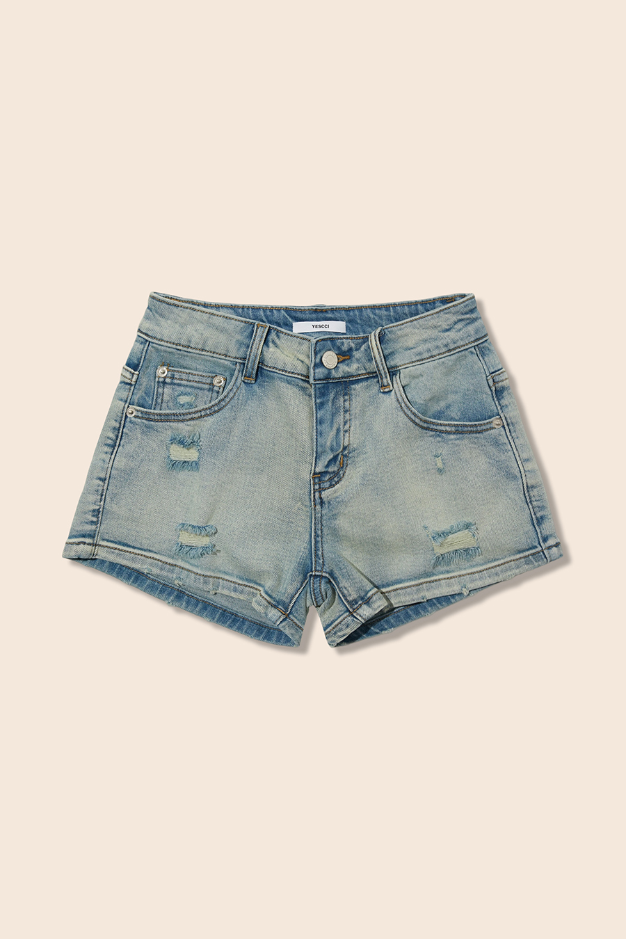 Casual High-Rise Denim Hot Pants|yescci