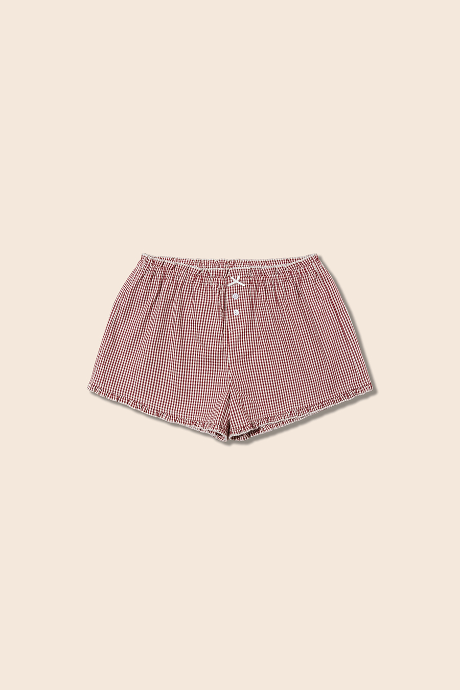 Gingham Frill Trim Lounge Shorts|yescci-YESCCI.com