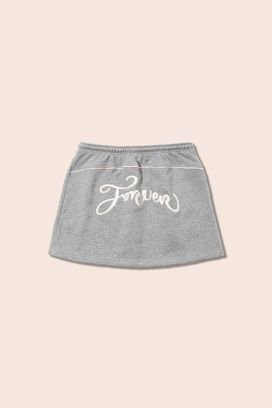 Gray Drawstring Lettered Mini Skirt|yescci-YESCCI.com