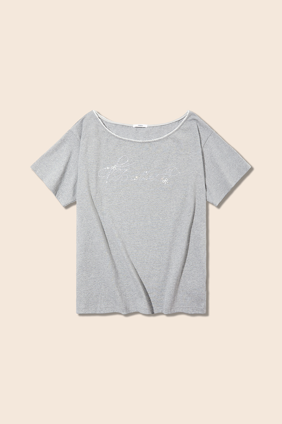 Wide Neck Rhinestone Print Top|yescci-YESCCI.com