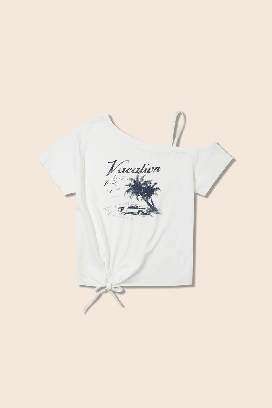 Vacation Print Asymmetrical Tee|yescci