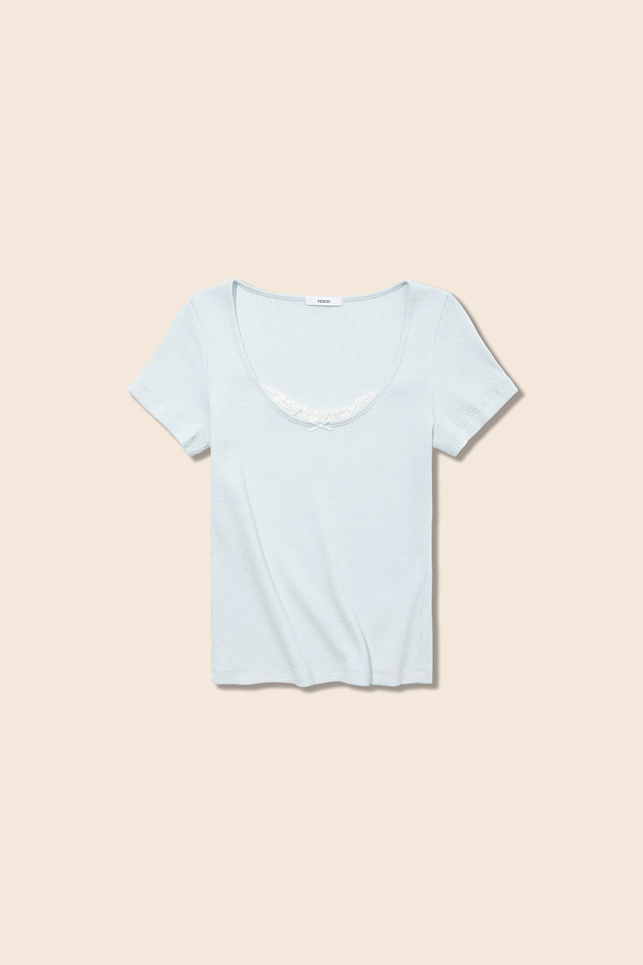 Sweet Lace Trim Ribbed T-Shirt|yescci
