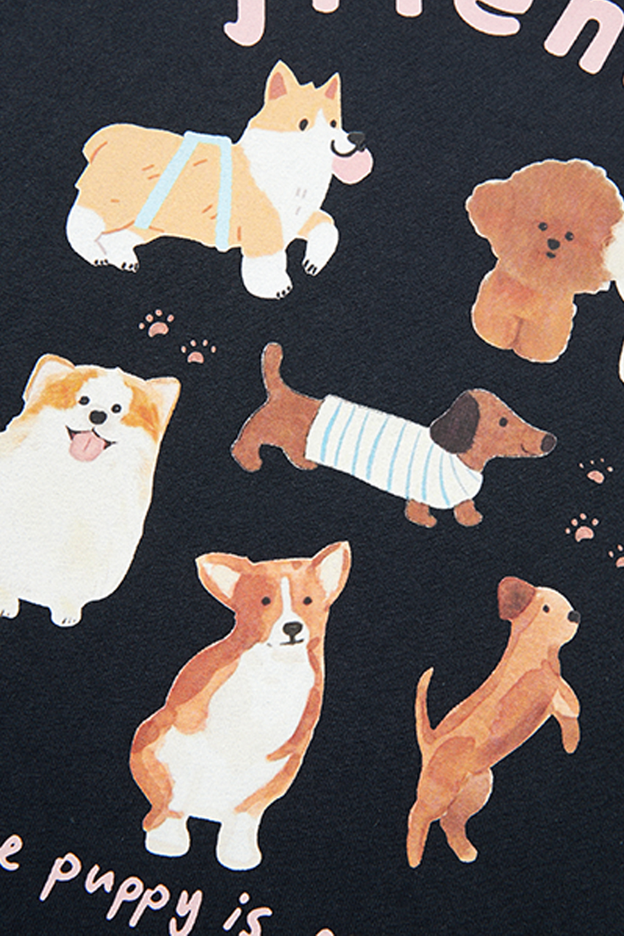 Loose Fit Dog Print Boat Neck T-Shirt|yescci