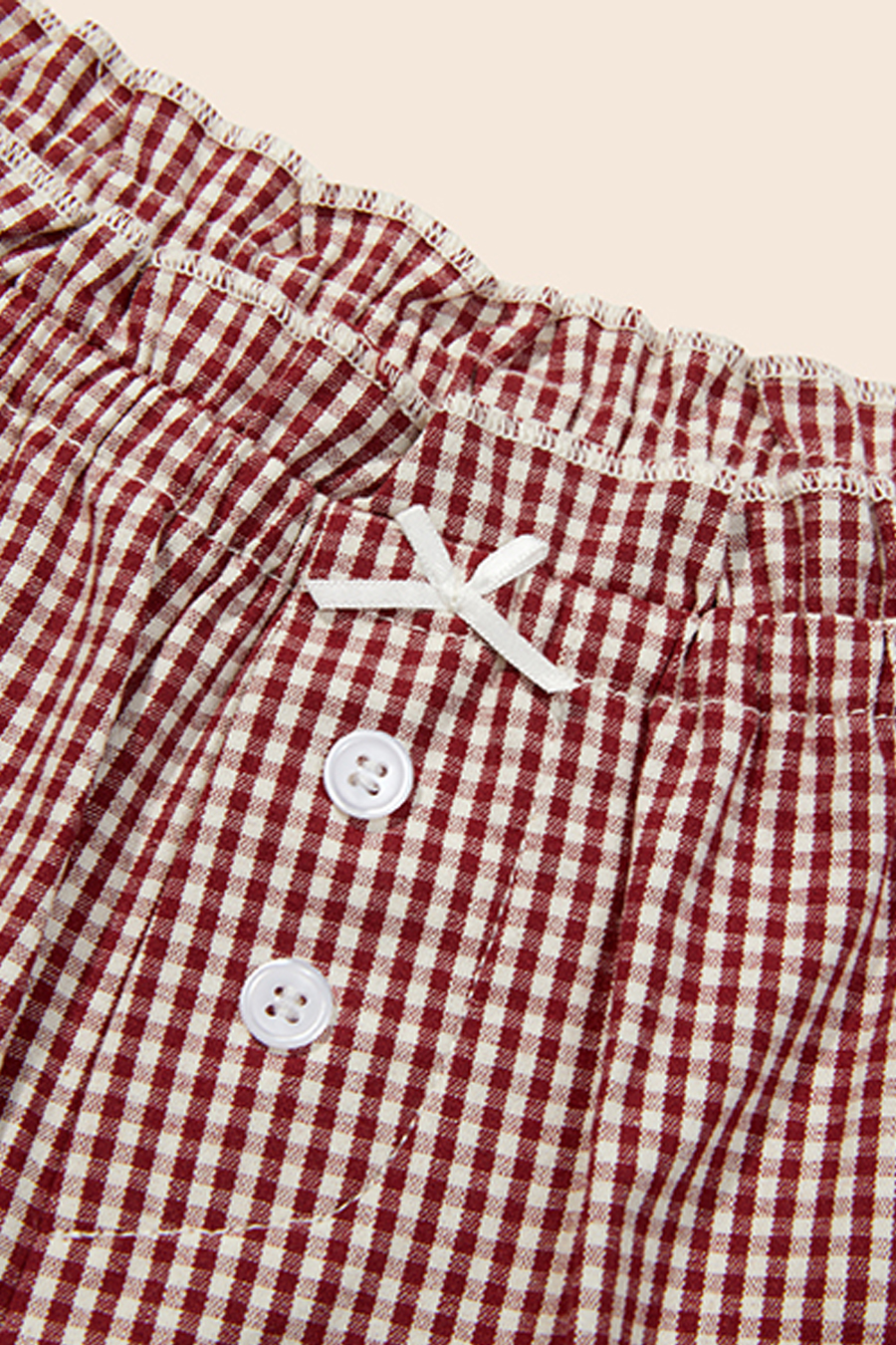 Gingham Frill Trim Lounge Shorts|yescci-YESCCI.com
