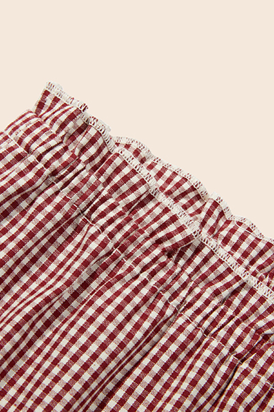 Gingham Frill Trim Lounge Shorts|yescci-YESCCI.com