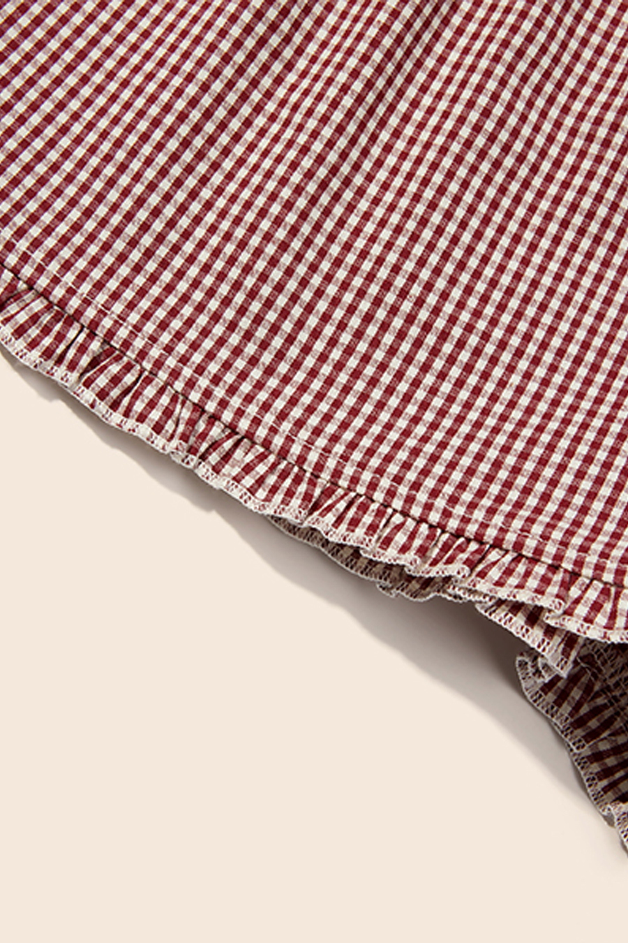 Gingham Frill Trim Lounge Shorts|yescci-YESCCI.com