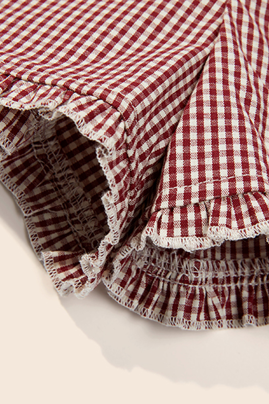 Gingham Frill Trim Lounge Shorts|yescci-YESCCI.com
