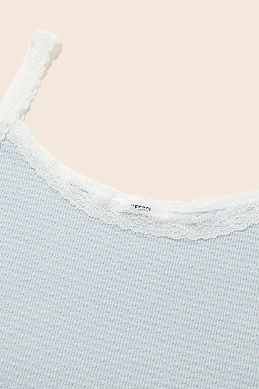 Lace Trim Waffle Knit Cami Top|yescci-YESCCI.com