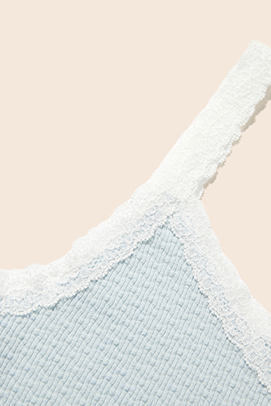 Lace Trim Waffle Knit Cami Top|yescci-YESCCI.com