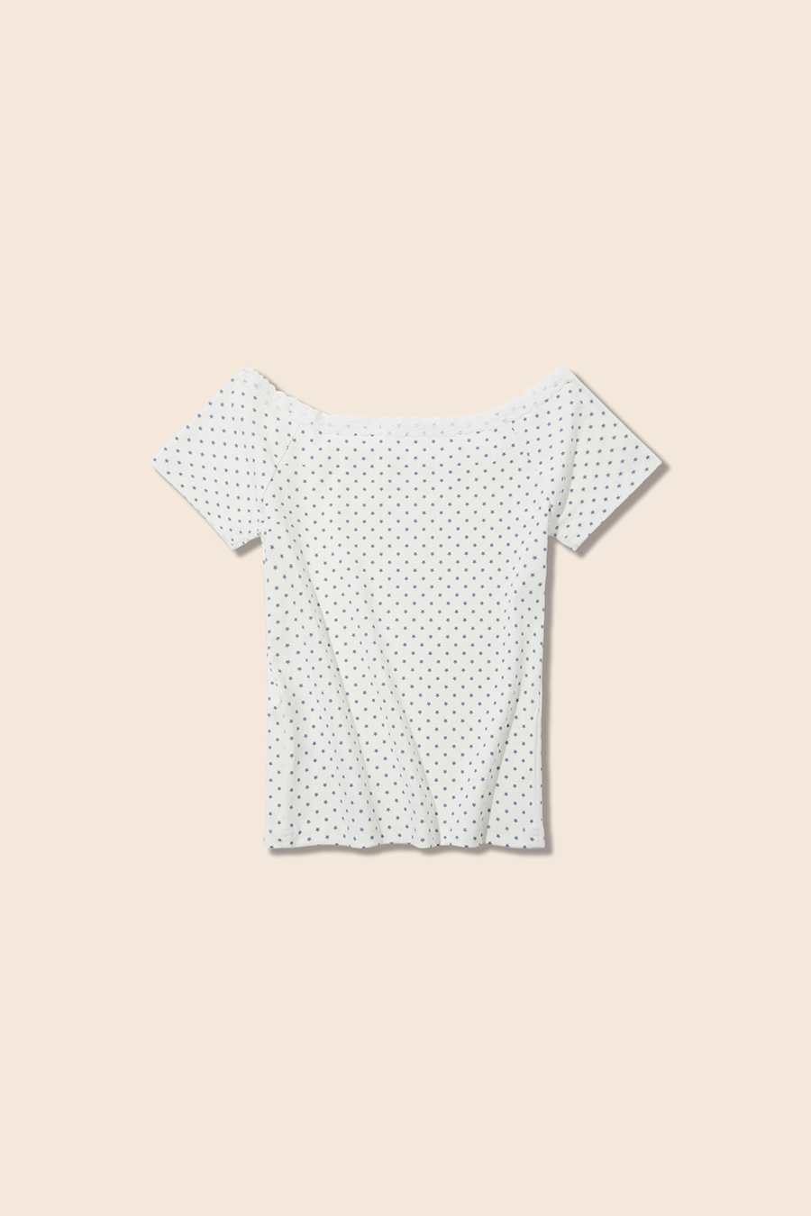 Polka Dot Lace Trim Off-Shoulder Top|yescci-YESCCI.com
