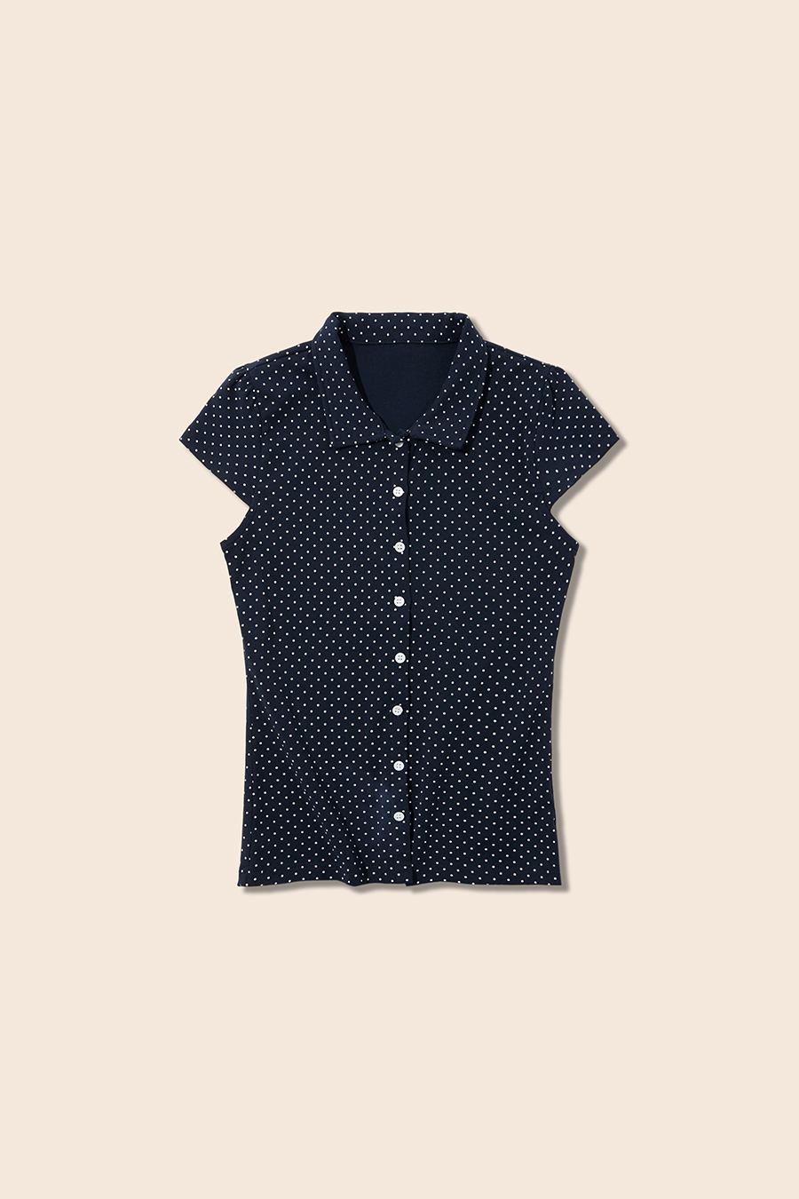 Cap Sleeve Polka Dot Blouse|yescci-YESCCI.com