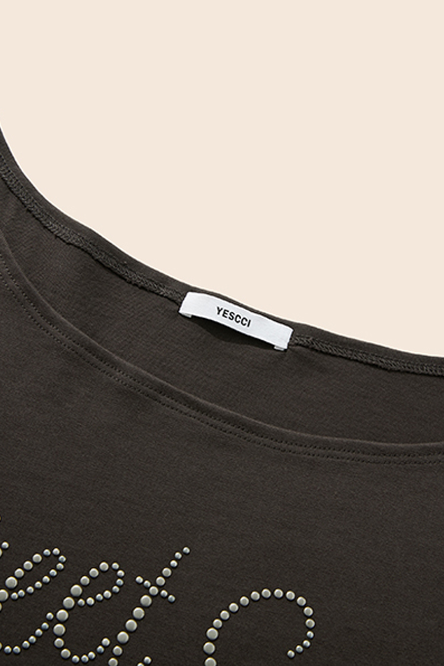 Casual Off-Shoulder Rhinestone Tee|yescci-YESCCI.com
