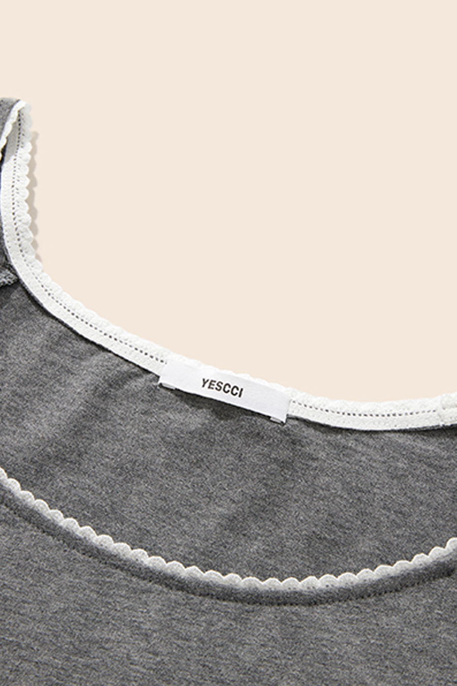 Lace Trim Scoop Neck Blouse|yescci-YESCCI.com