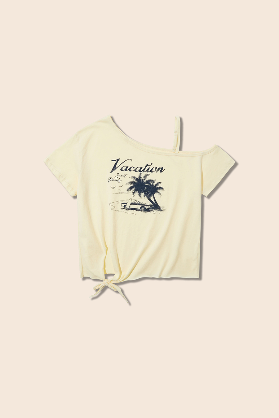 Vacation Print Asymmetrical Tee|yescci
