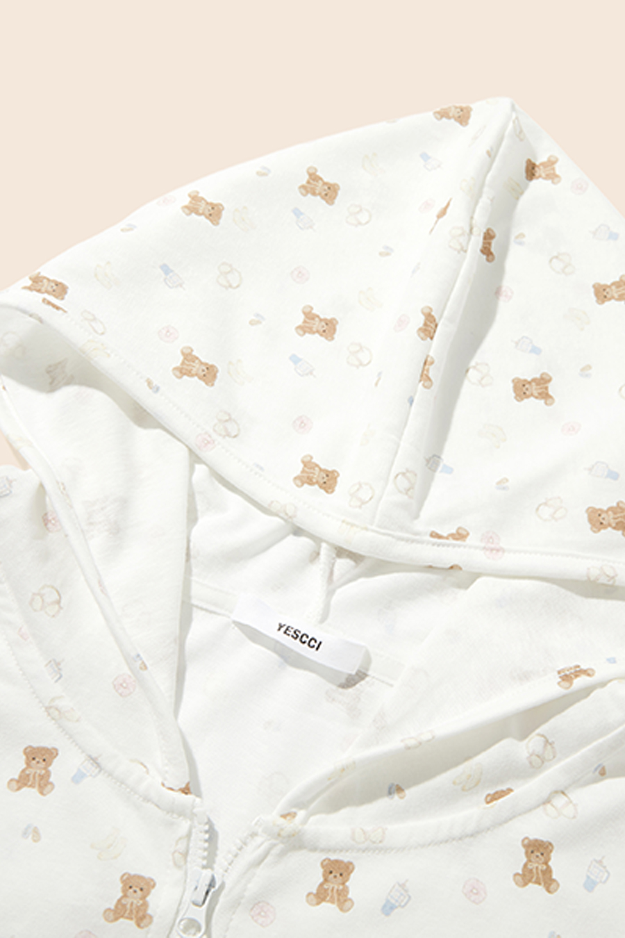 Bear Print Long Sleeve Hoodie|yescci
