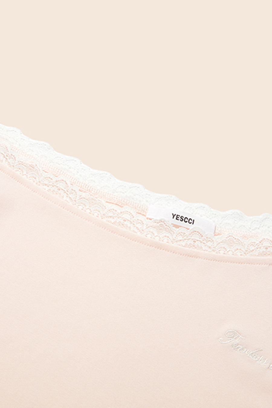 Lace Neckline Side Tie Knit Top|yescci-YESCCI.com