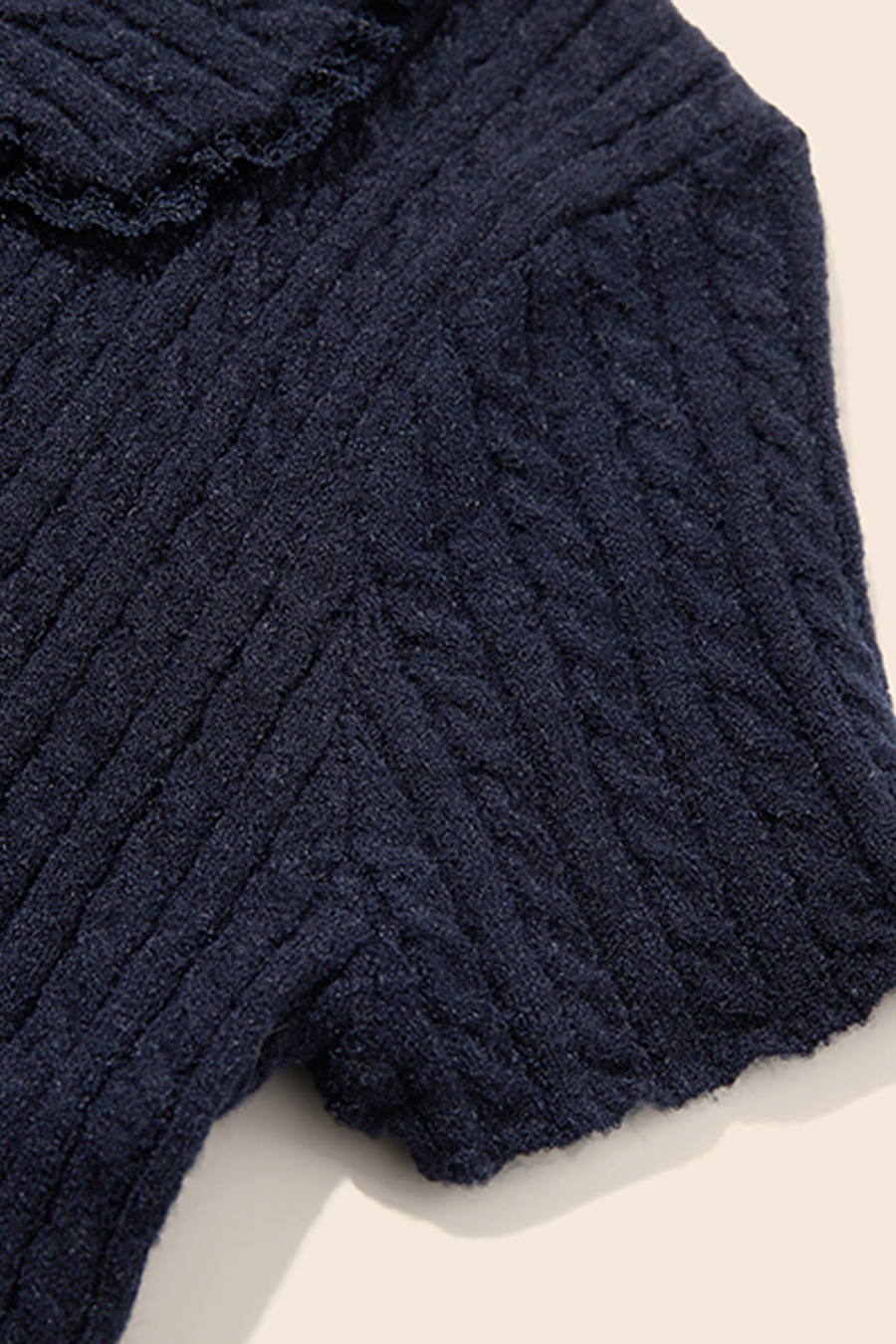 Lace Trim Collared Knit Cardigan|yescci-YESCCI.com