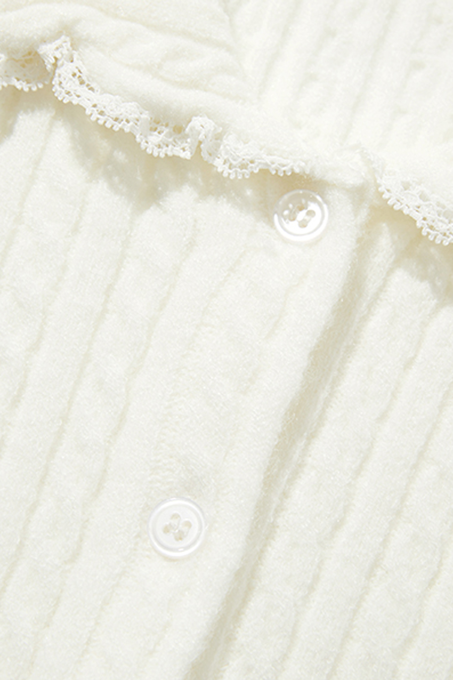 Lace Trim Collared Knit Cardigan|yescci-YESCCI.com
