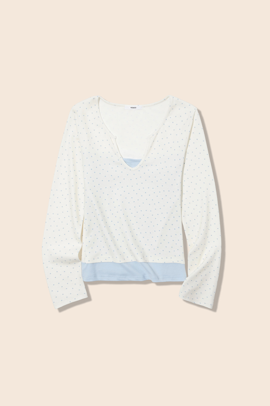 Color-Block V-Neck Blouse|yescci-YESCCI.com