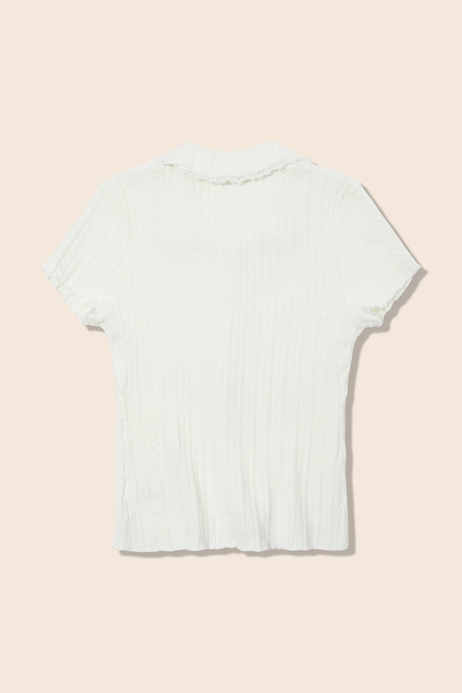 Lace Trim Collared Knit Cardigan|yescci-YESCCI.com