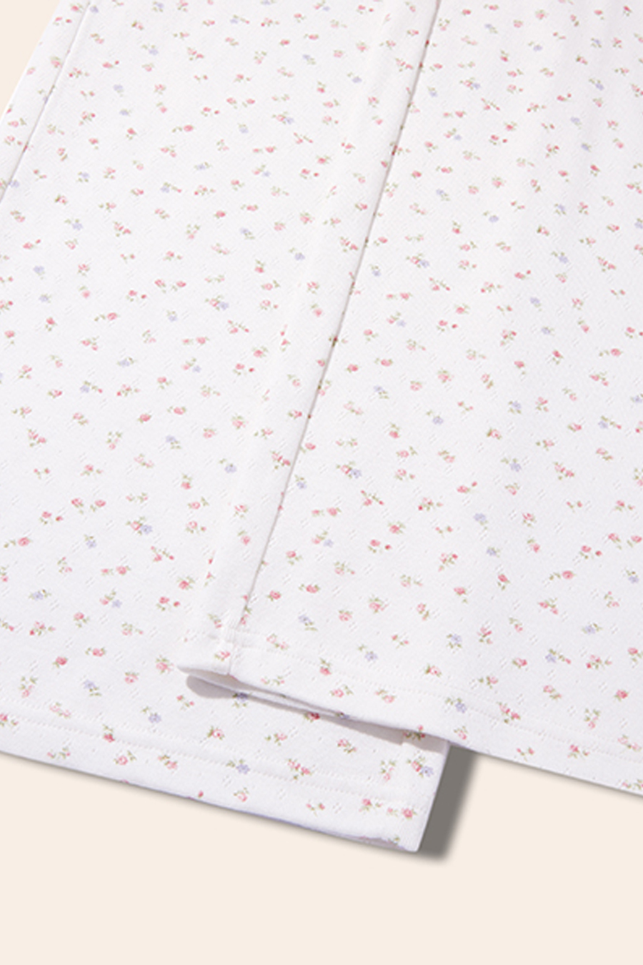 White Floral Print Casual Pants|yescci-YESCCI.com