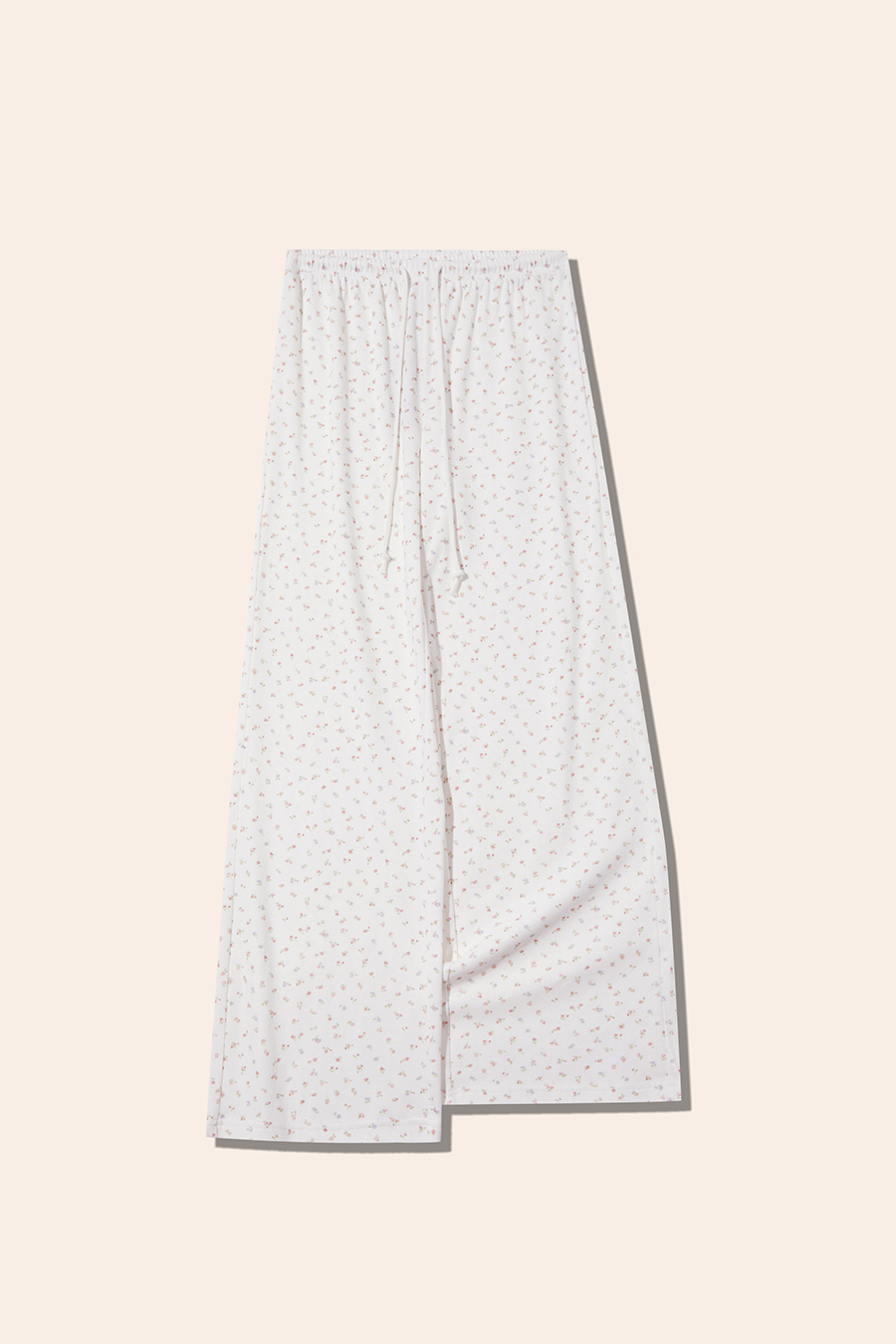 White Floral Print Casual Pants|yescci-YESCCI.com
