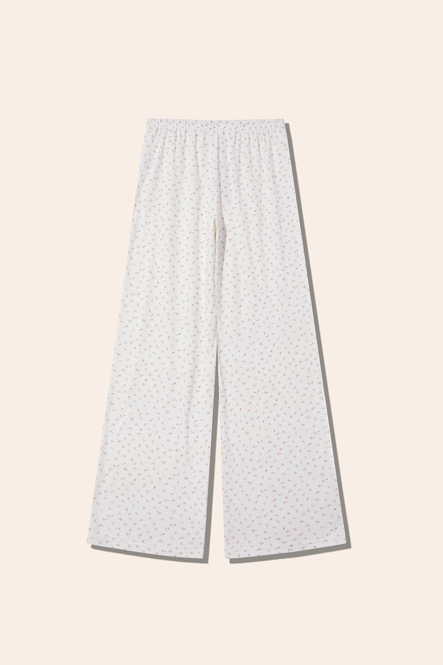 White Floral Print Casual Pants|yescci-YESCCI.com