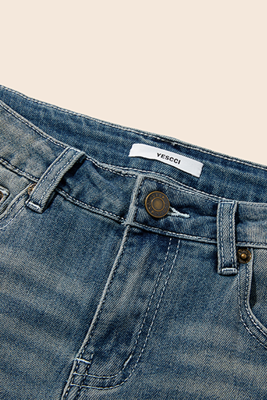 Star Print Pocket Denim Shorts|yescci