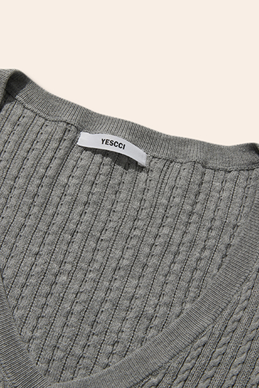 V-Neck Cable Knit Sweater|yescci-YESCCI.com