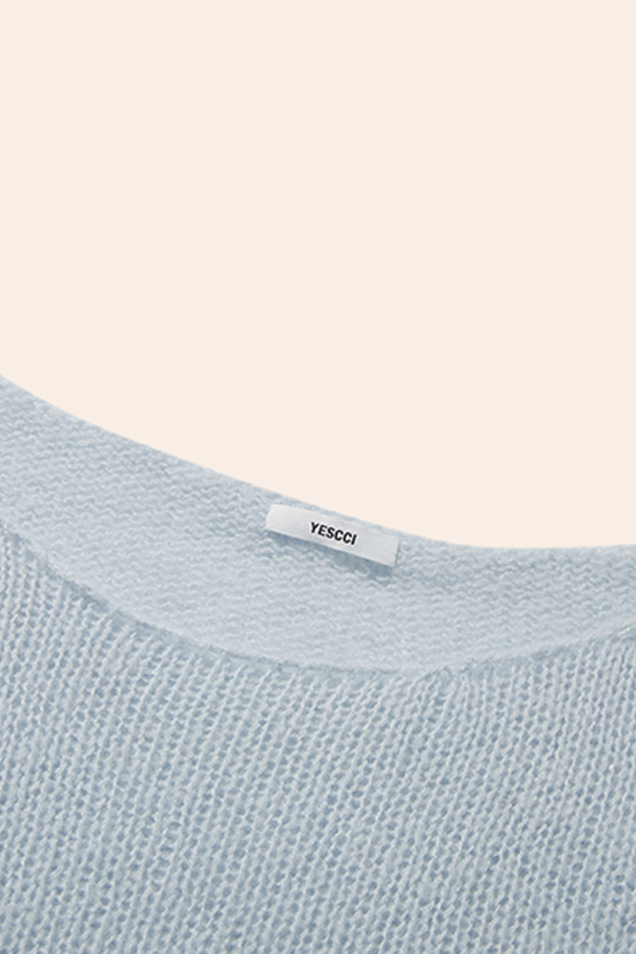 Blue Knit Sweater|yescci-YESCCI.com