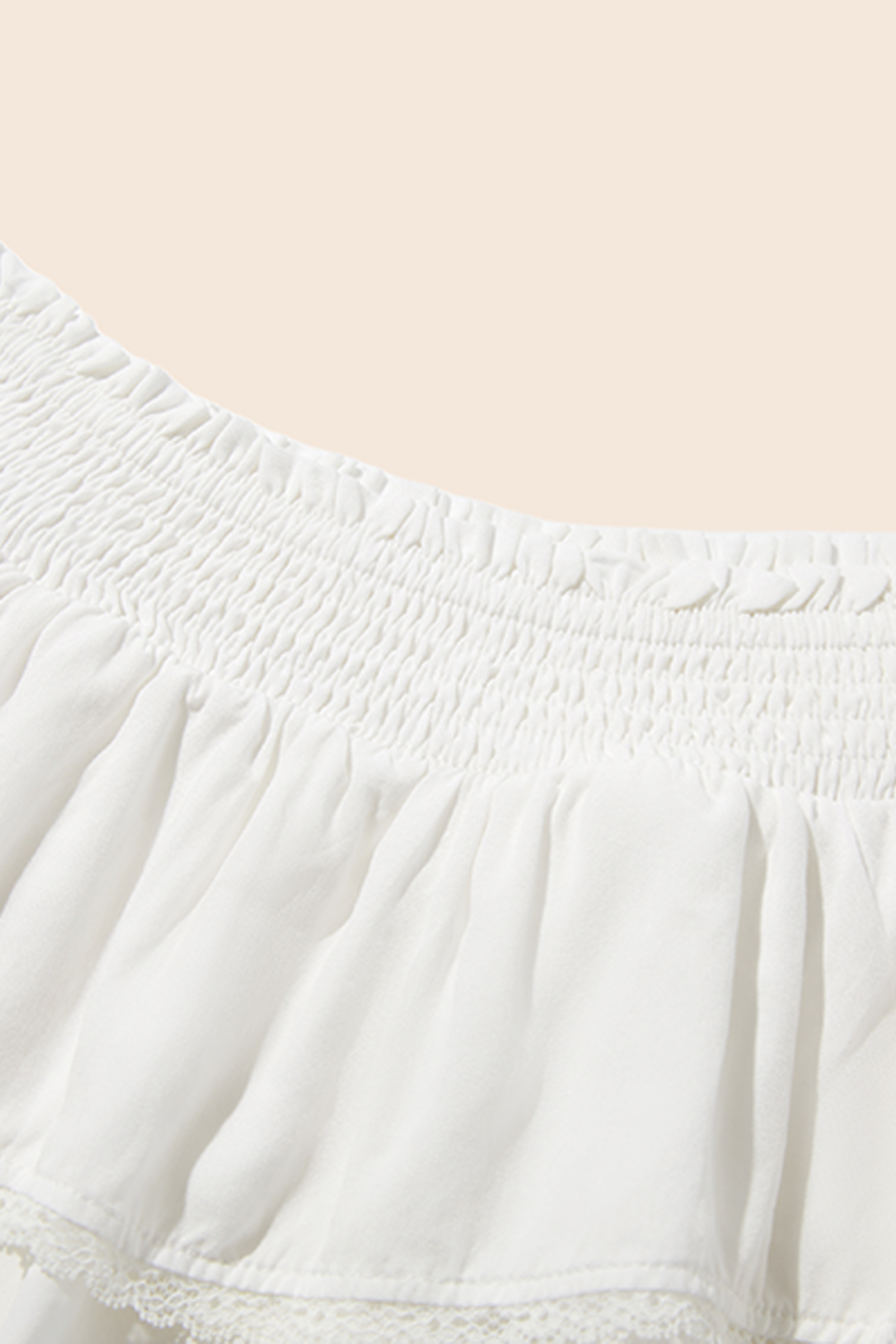 Elastic Waist Lace Trim Tiered Skirt|yescci