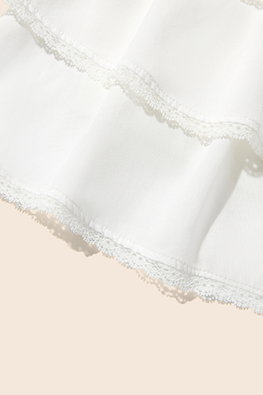 Elastic Waist Lace Trim Tiered Skirt|yescci