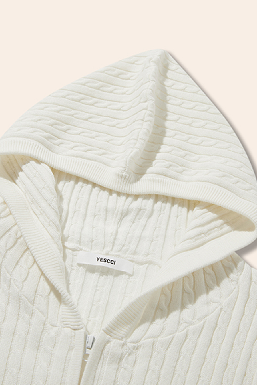 Textured Knit Hooded Jacket|yescci-YESCCI.com