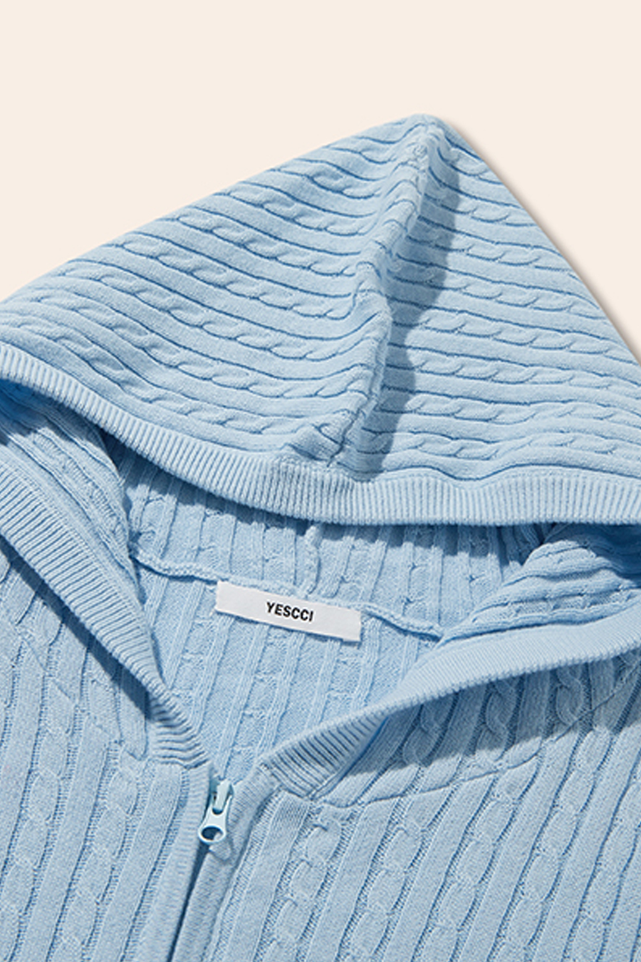 Textured Knit Hooded Jacket|yescci-YESCCI.com