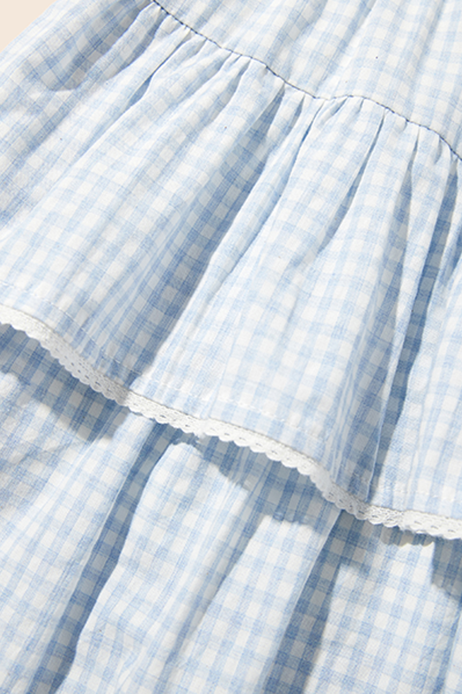 Elastic Waist Gingham Check Tiered Skirt|yescci